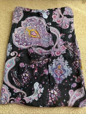 Express Black Paisley Infinity Scarf with Pink, Purple & Yellow Accents - OS